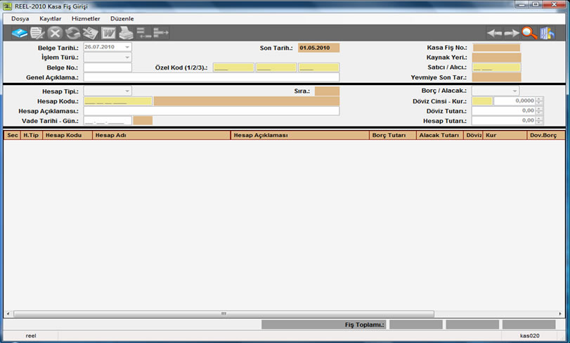 Kasa Fiş Giriş Ekranı